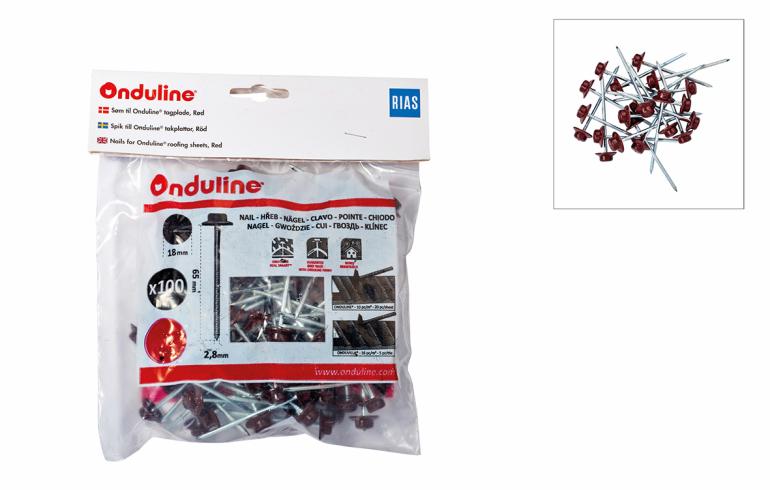 Spiker til Onduline® galvanisert 65 mm, rød